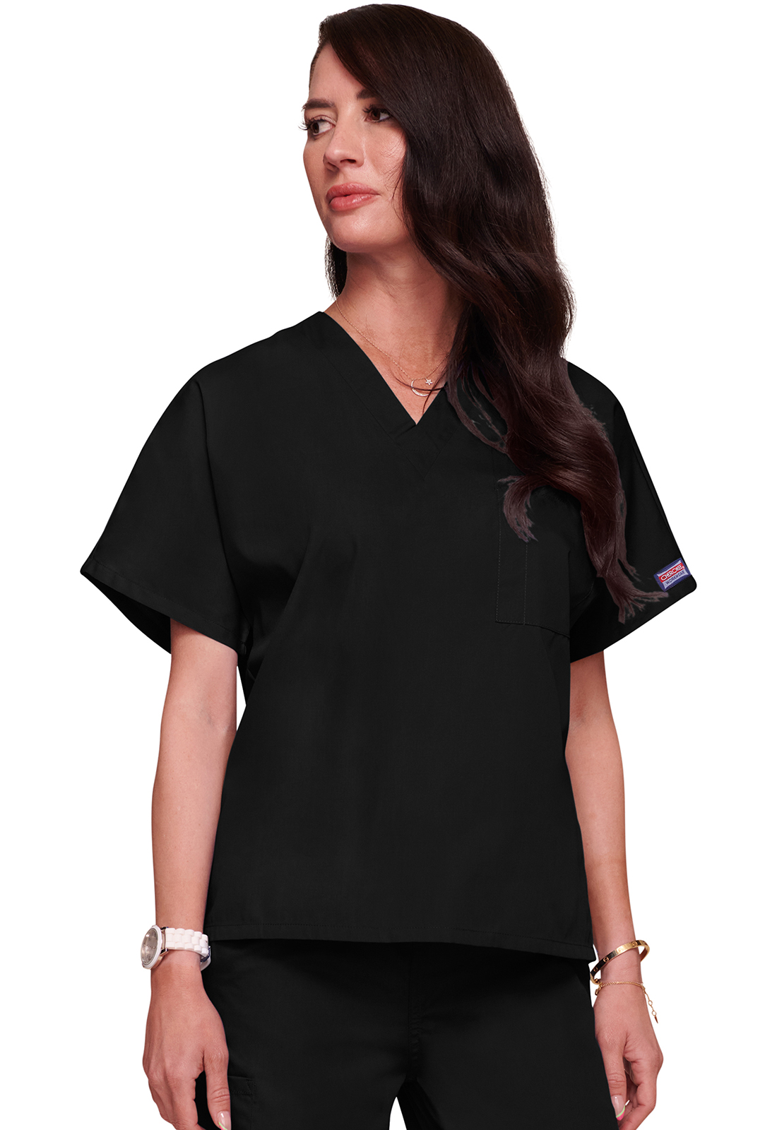 Lékařská tunika s výstřihem do V, Cherokee, Unisex V-Neck Tunic - černá