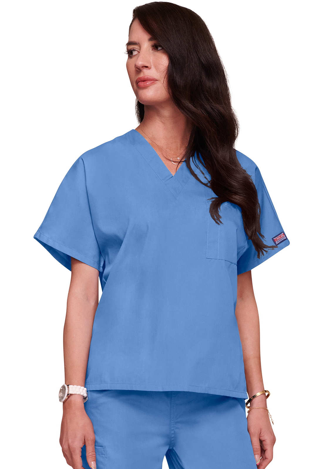 Lékařská tunika s výstřihem do V, Cherokee, Unisex V-Neck Tunic - světle modrá