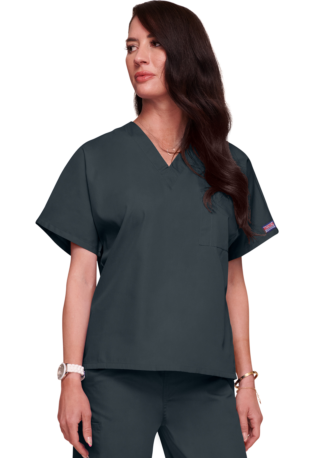 Lékařská tunika s výstřihem do V, Cherokee, Unisex V-Neck Tunic - šedá