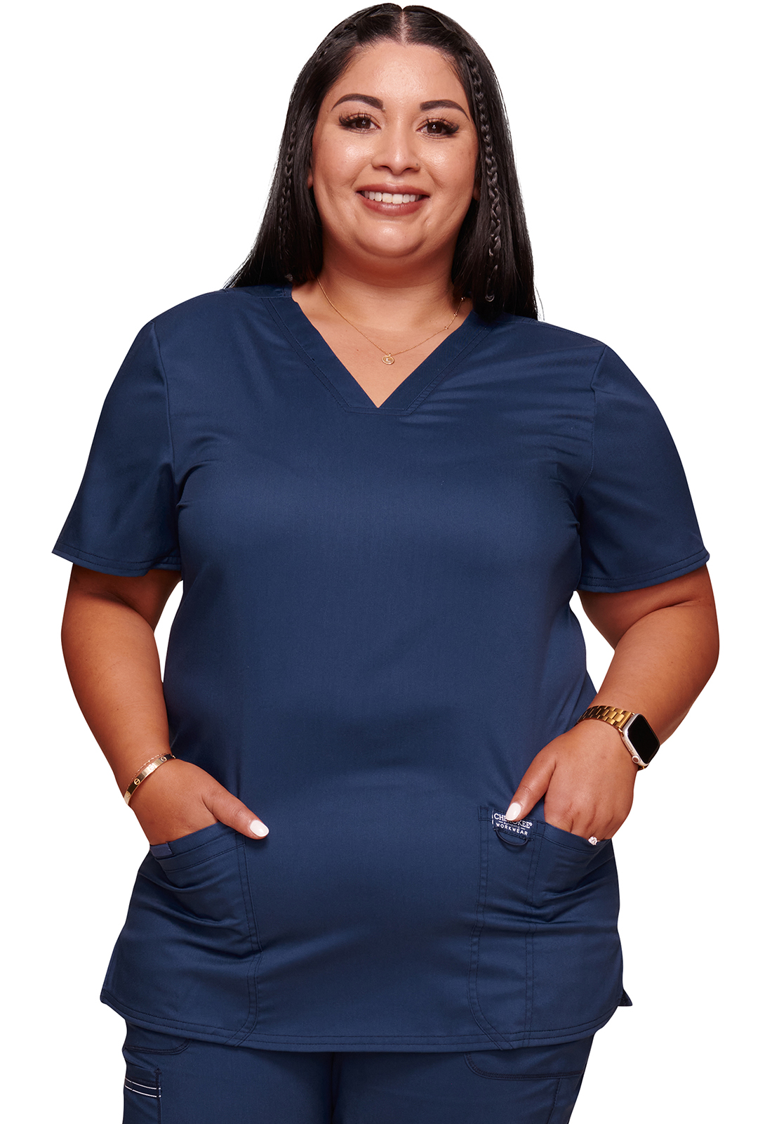 Lékařská halena s výstřihem do V, Cherokee, V-Neck Top - námořnická modrá