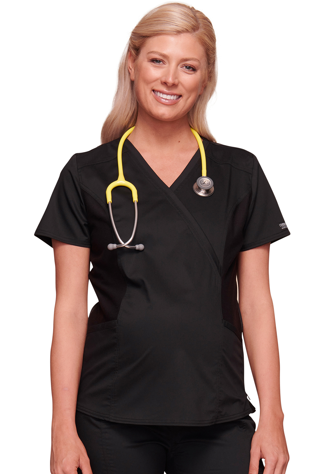Těhotenská lékařská halena, Cherokee, Maternity Mock Wrap Top  - černá
