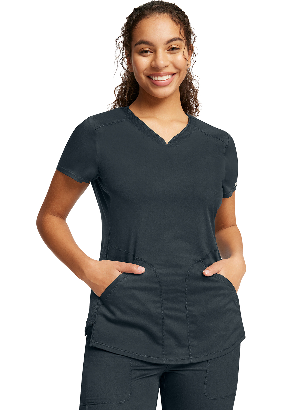 Lékařská halena s výstřihem do V, Cherokee, V-Neck Top - šedá