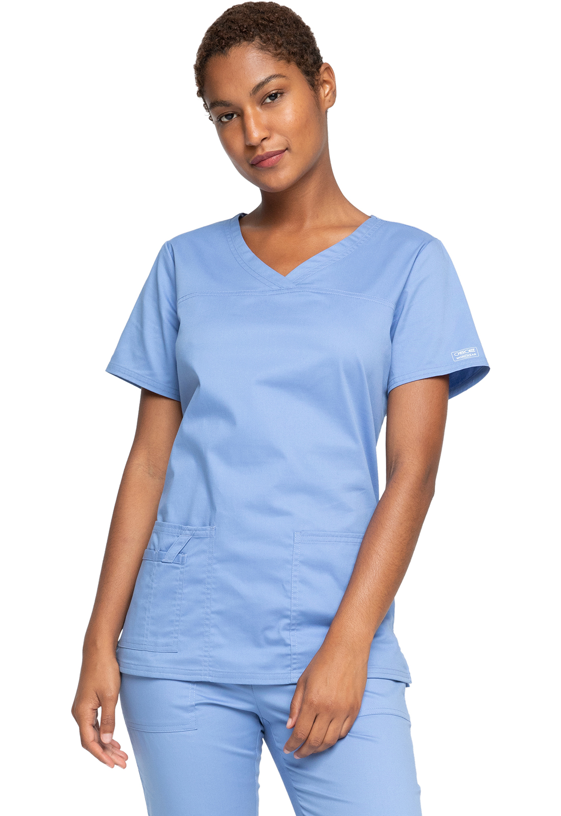 Lékařská halena s výstřihem do V, Cherokee, V-Neck Top - světle modrá