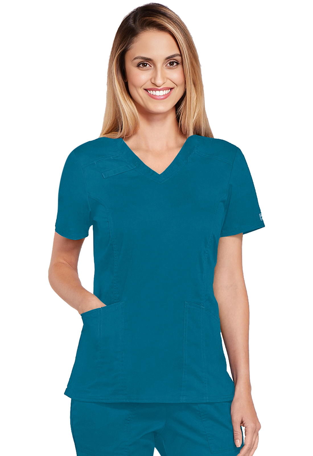 Lékařská halena s výstřihem do V, Cherokee, V-Neck Top - karibská modrá