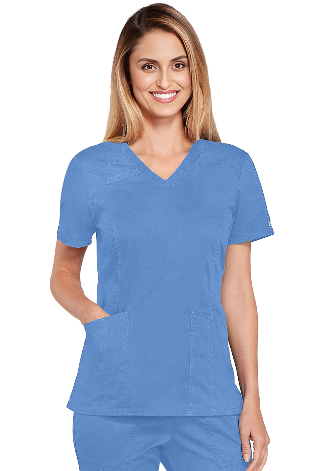 Lékařská halena s výstřihem do V, Cherokee, V-Neck Top - světle modrá