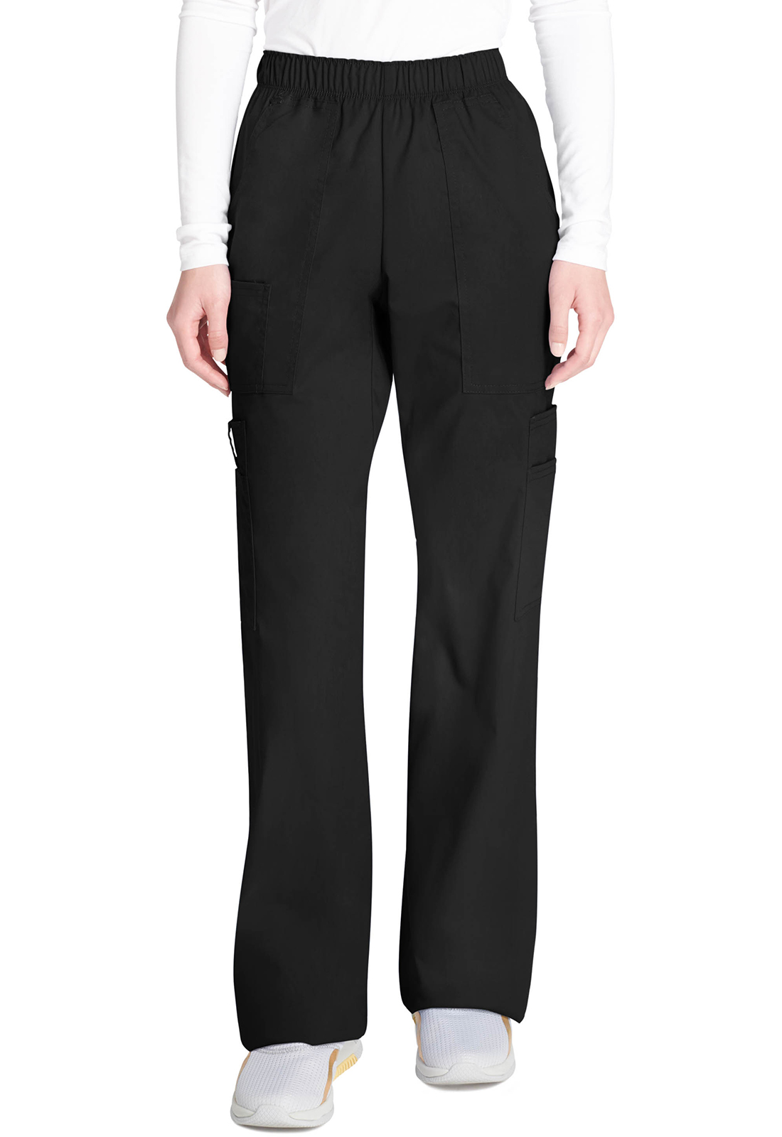 Lékařské kalhoty pružným pasem a cargo kapsami, Cherokee, Mid Rise Pull-On Cargo Pant - černá