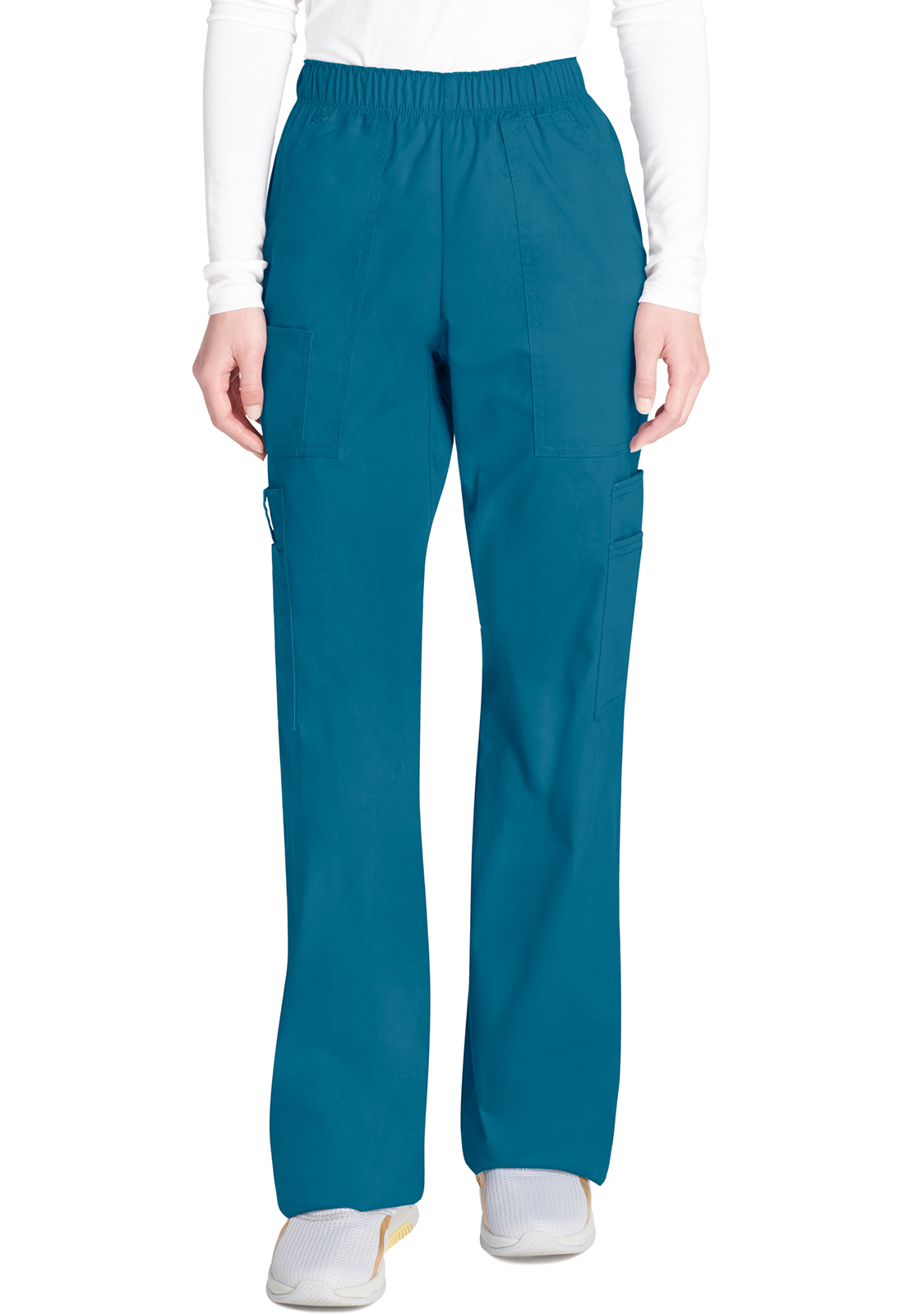 Lékařské kalhoty pružným pasem a cargo kapsami, Cherokee, Mid Rise Pull-On Cargo Pant - karibská modrá