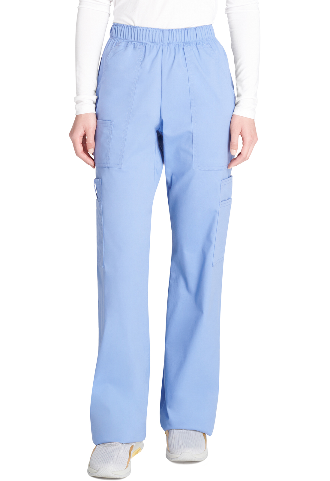 Lékařské kalhoty pružným pasem a cargo kapsami, Cherokee, Mid Rise Pull-On Cargo Pant - světle modrá