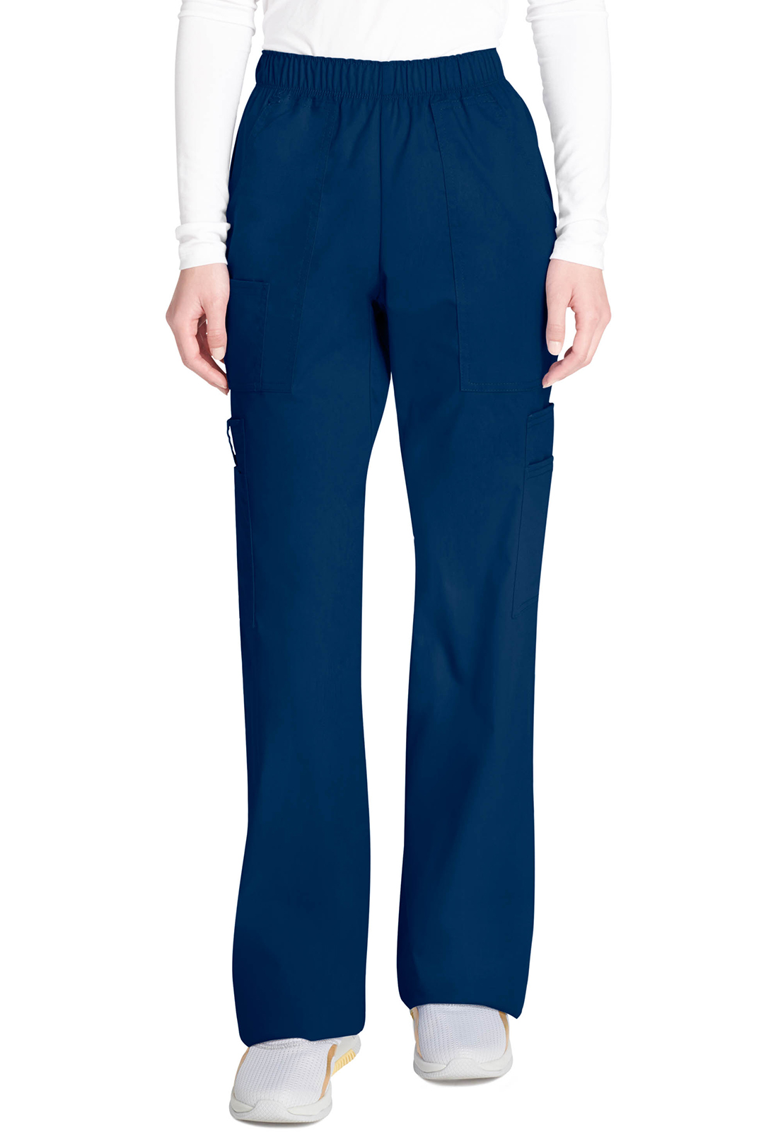 Lékařské kalhoty pružným pasem a cargo kapsami, Cherokee, Mid Rise Pull-On Cargo Pant - námořnická modrá