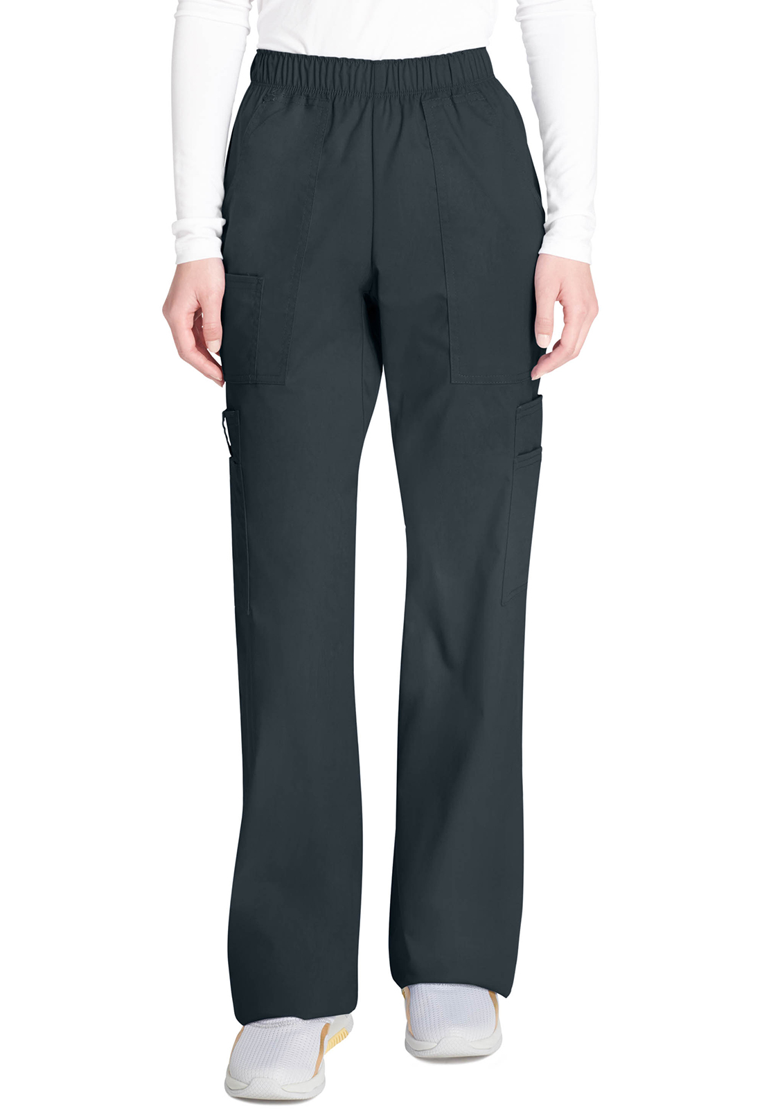 Lékařské kalhoty pružným pasem a cargo kapsami, Cherokee, Mid Rise Pull-On Cargo Pant - šedá