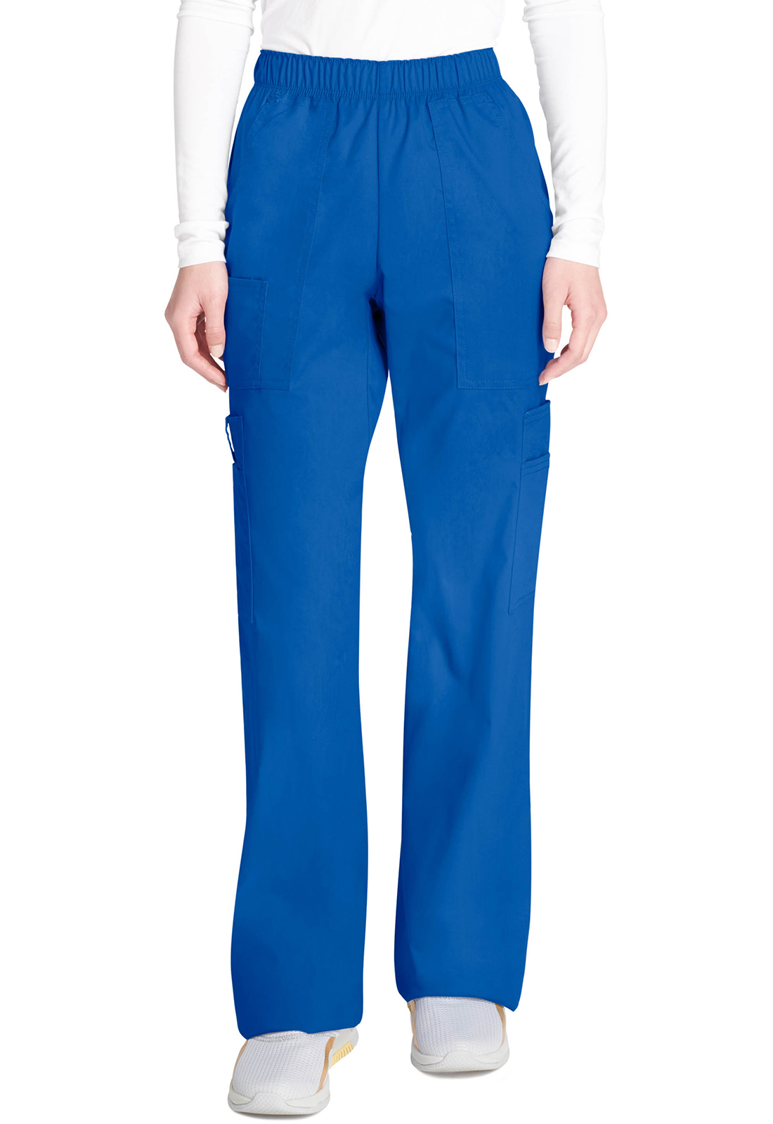 Lékařské kalhoty pružným pasem a cargo kapsami, Cherokee, Mid Rise Pull-On Cargo Pant - královská modrá