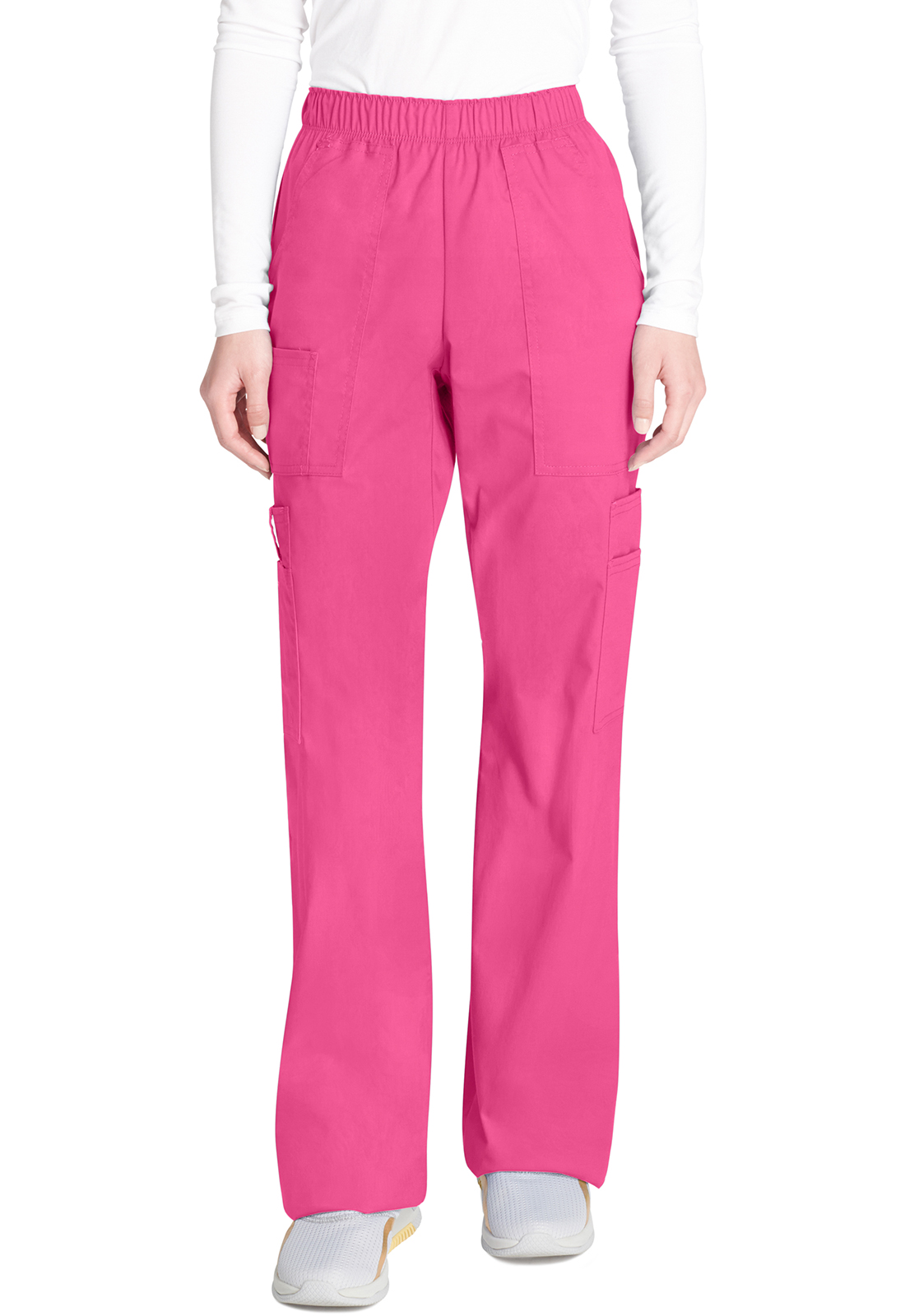 Lékařské kalhoty pružným pasem a cargo kapsami, Cherokee, Mid Rise Pull-On Cargo Pant - růžová