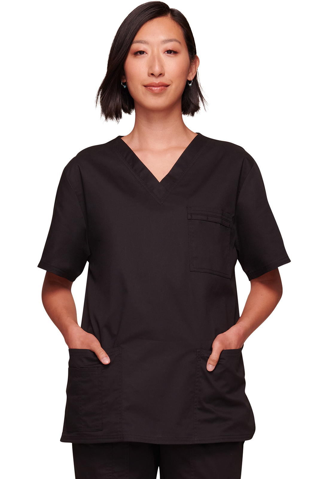 Lékařská halena s výstřihem do V, Cherokee, V-Neck Top - černá