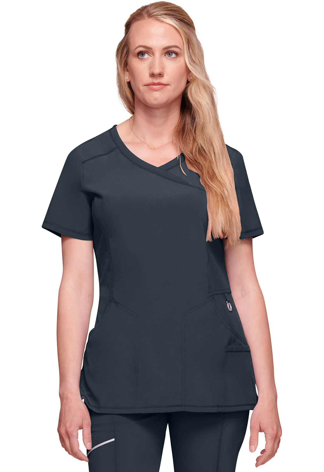 Lékařská halena se zavinovacím vzhledem, Cherokee, Mock Wrap Top - šedá