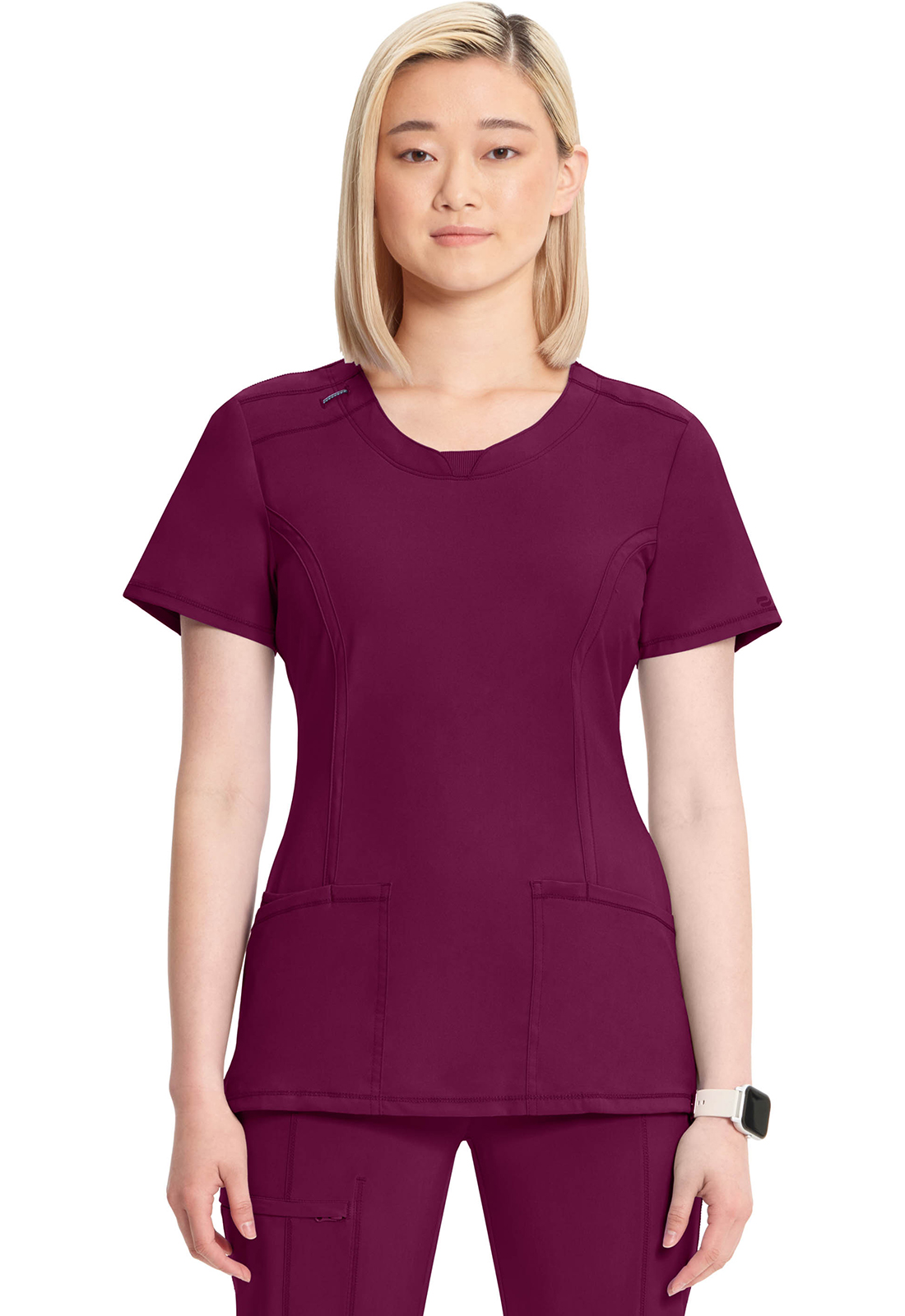 Lékařská halena s kulatým výstřihem, Cherokee, Round Neck Top - vínová