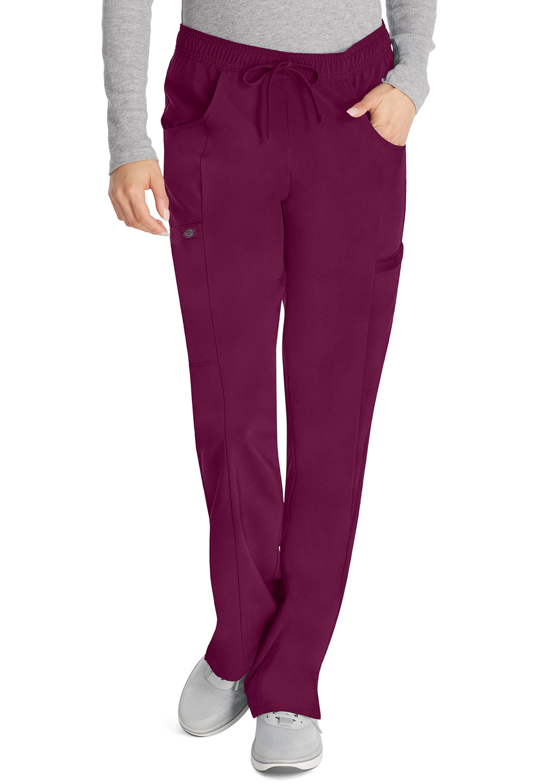 Lékařské kalhoty se šňůrkou, Dickies, Mid Rise Drawstring - vínová