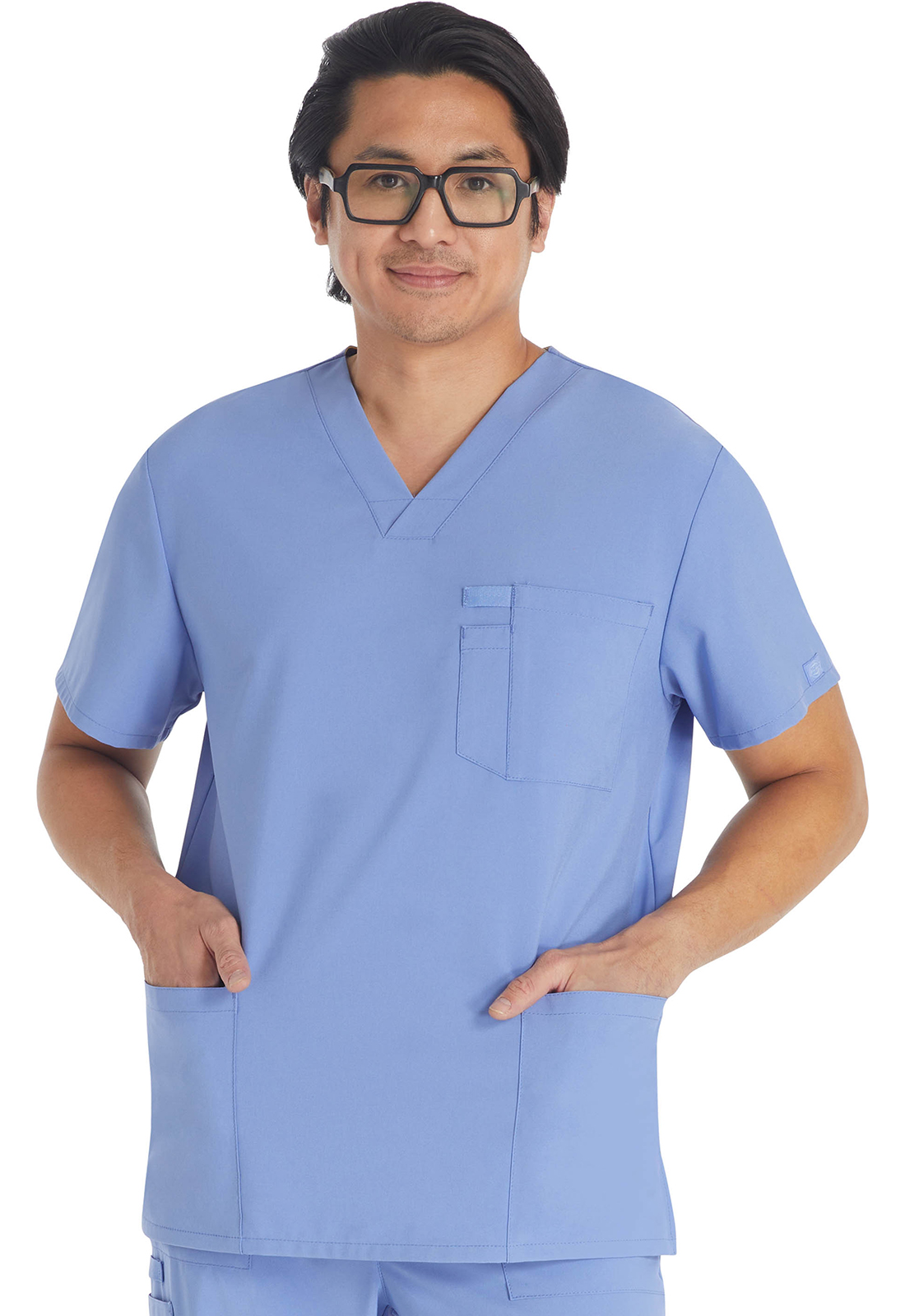 Pánská lékařská halena s výstřihem do V, Dickies, Men's V-Neck Top - světle modrá