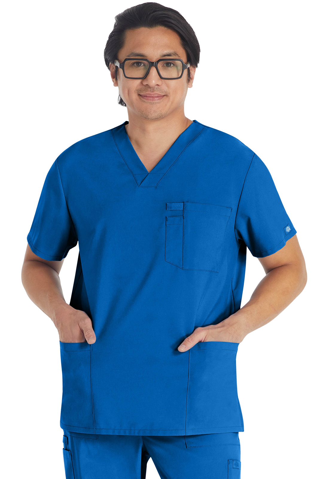 Pánská lékařská halena s výstřihem do V, Dickies, Men's V-Neck Top - královsky modrá