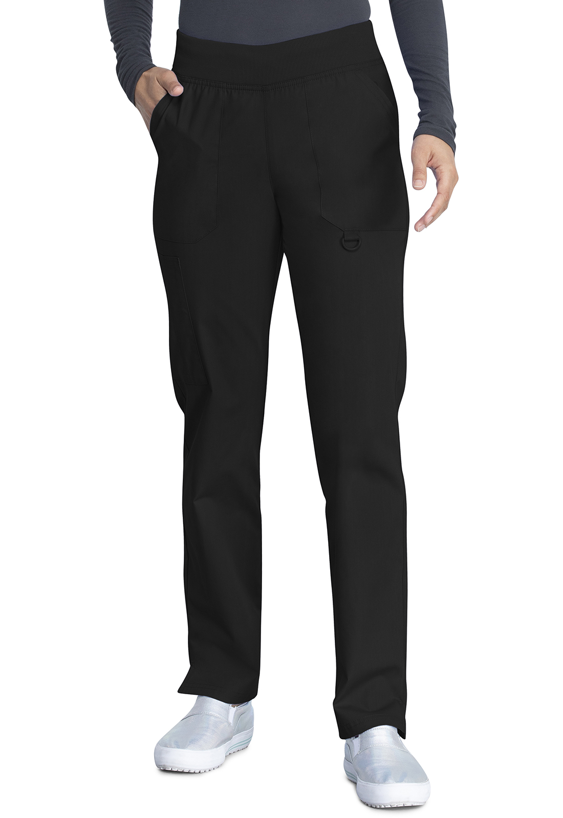 Lékařské kalhoty s pružným pasem a zúženou nohavicí, Dickies, Mid Rise Tapered Leg Pull-on Pant – černá