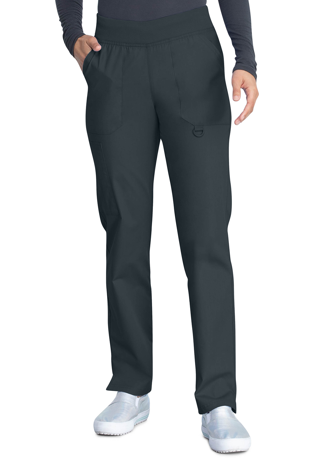 Lékařské kalhoty s pružným pasem a zúženou nohavicí, Dickies, Mid Rise Tapered Leg Pull-on Pant – šedá