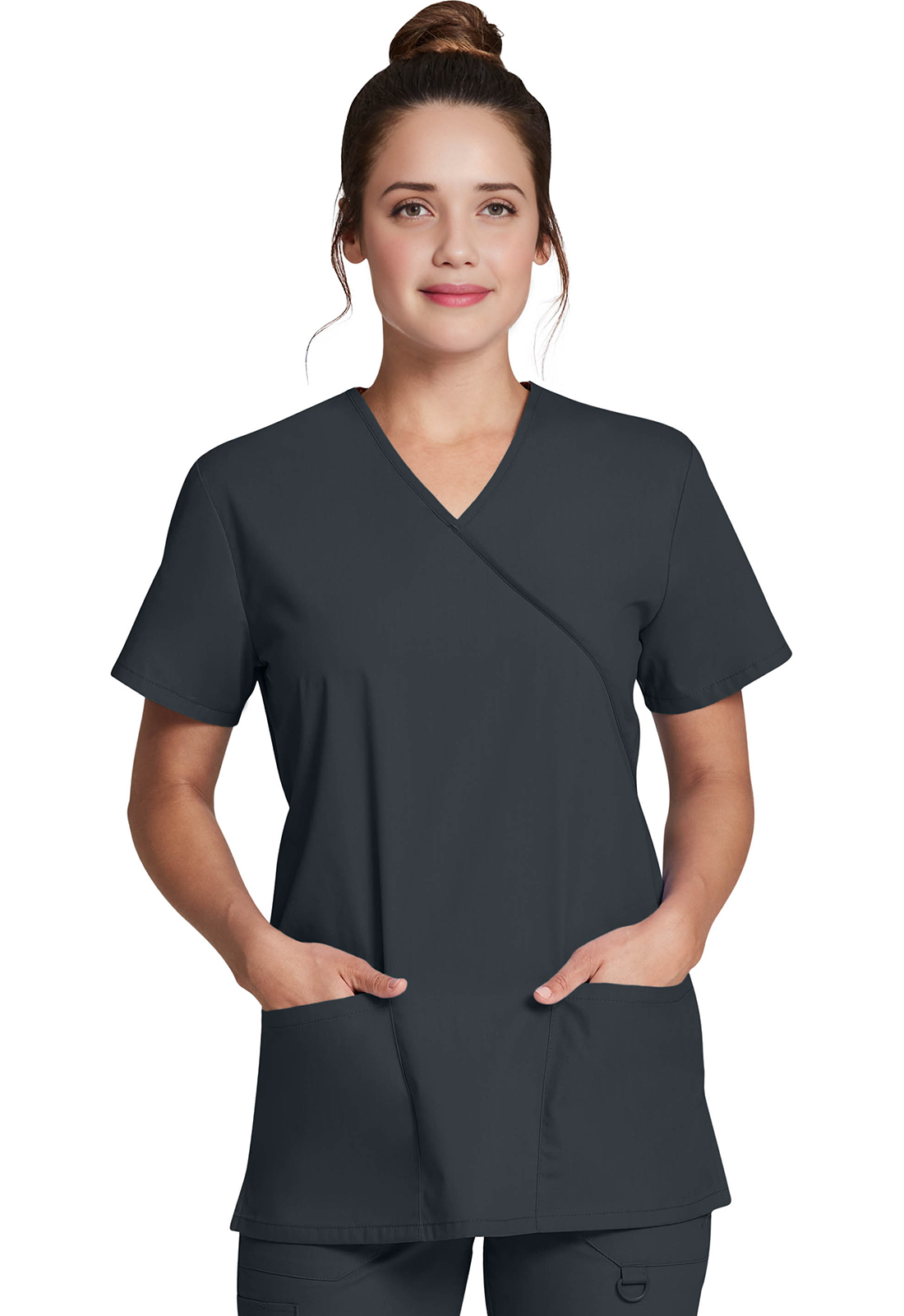 Lékařská tunika se zavinovacím vzhledem, Dickies, Mock Wrap Tunic - šedá
