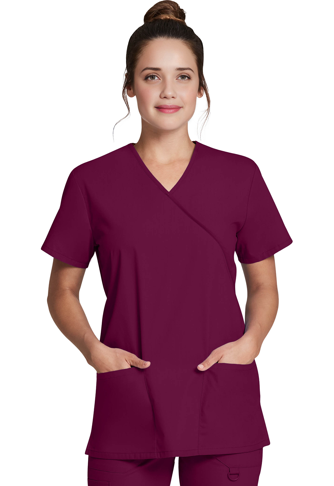 Lékařská tunika se zavinovacím vzhledem, Dickies, Mock Wrap Tunic - vínová