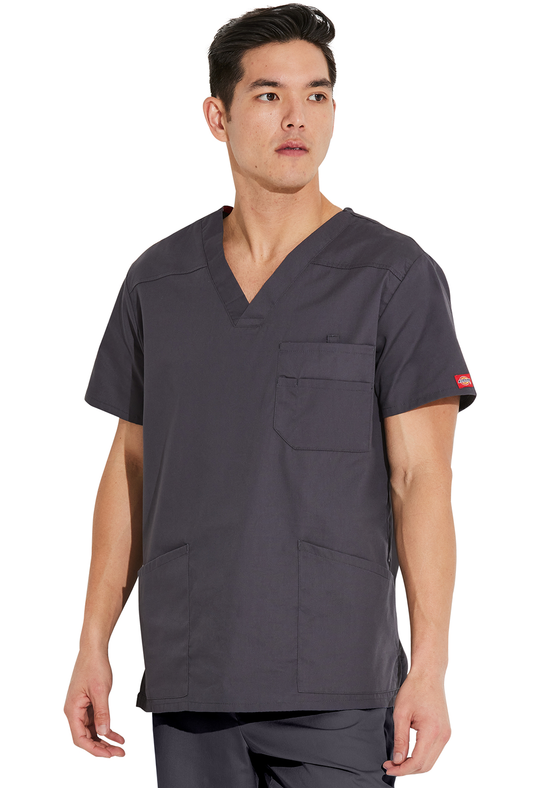 Pánská lékařská halena s výstřihem do V, Dickies, Men's V-Neck Top - tmavě šedá