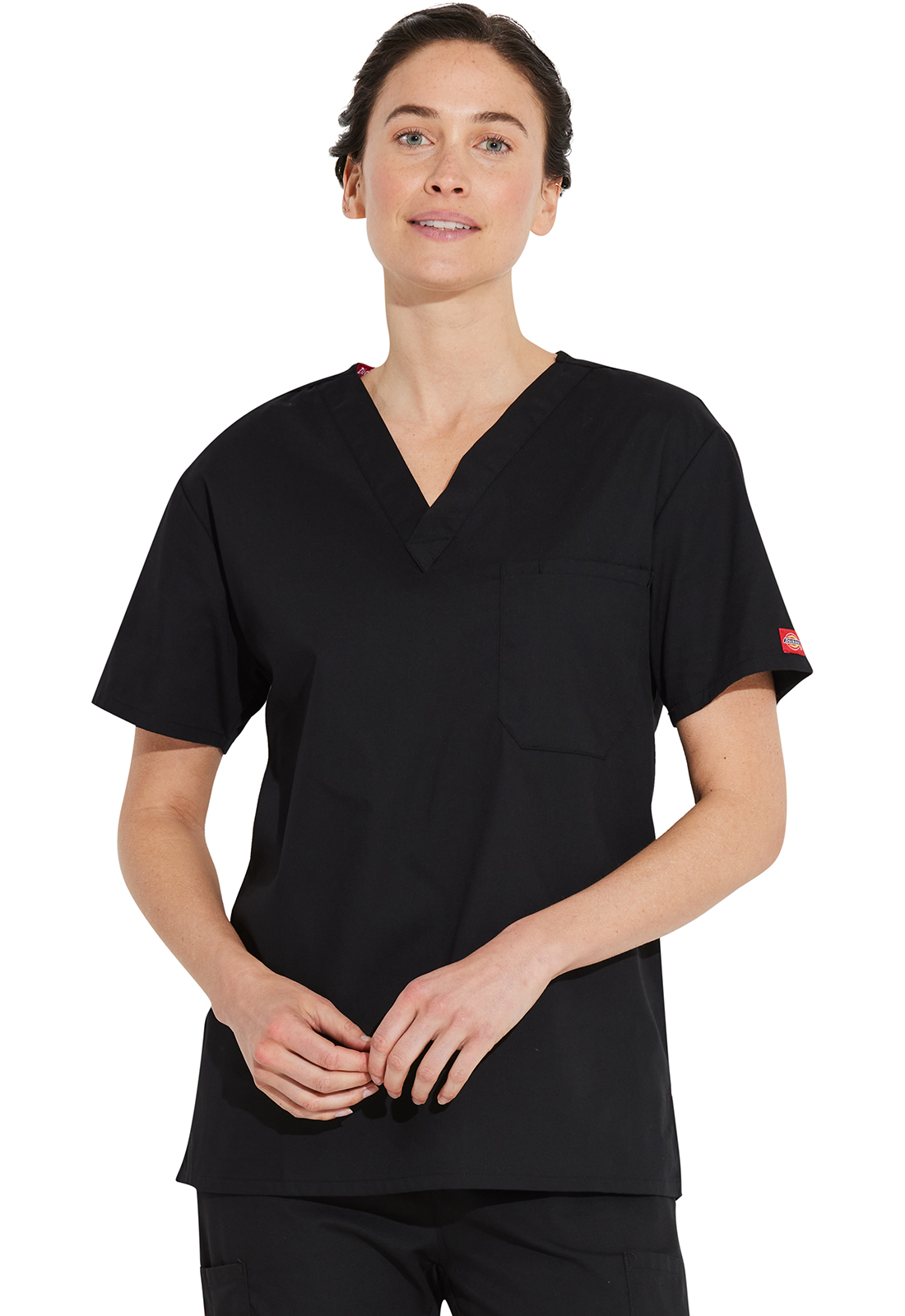 Lékařská halena s výstřihem do V, Dickies, Tuckable V-Neck Top - černá