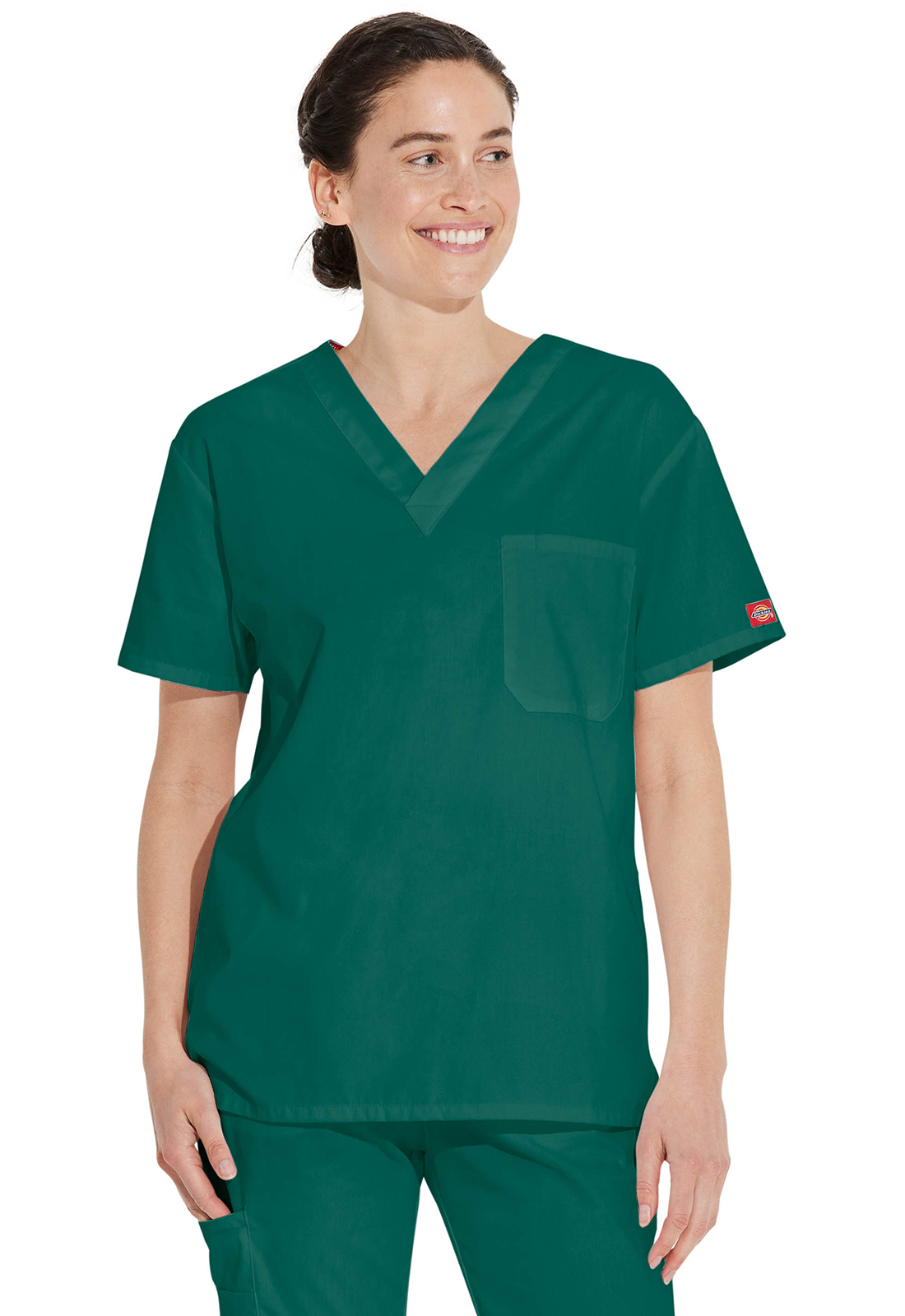 Lékařská halena s výstřihem do V, Dickies, Tuckable V-Neck Top - zelená