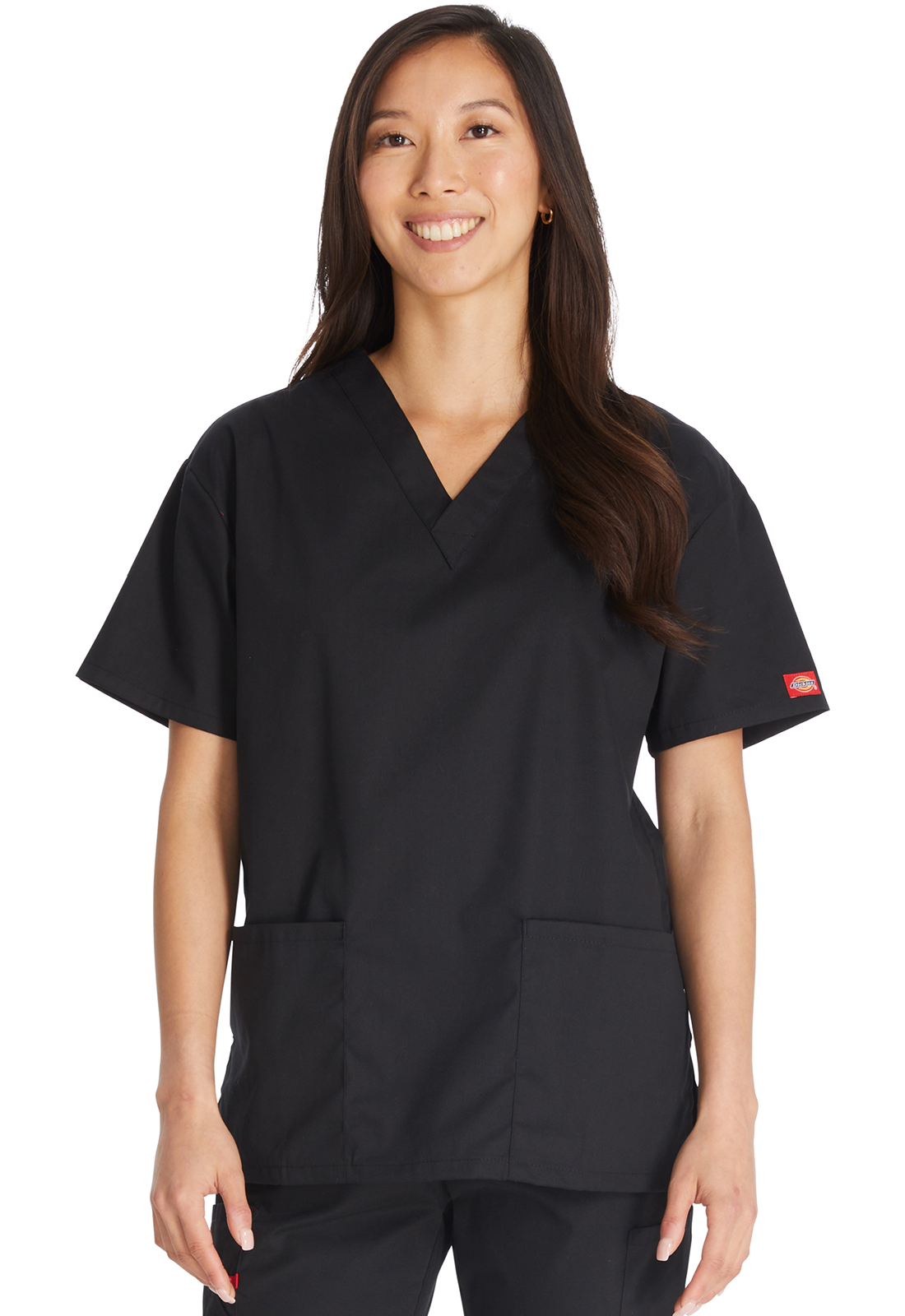 Lékařská halena s výstřihem do V, Dickies, V-Neck Top - černá