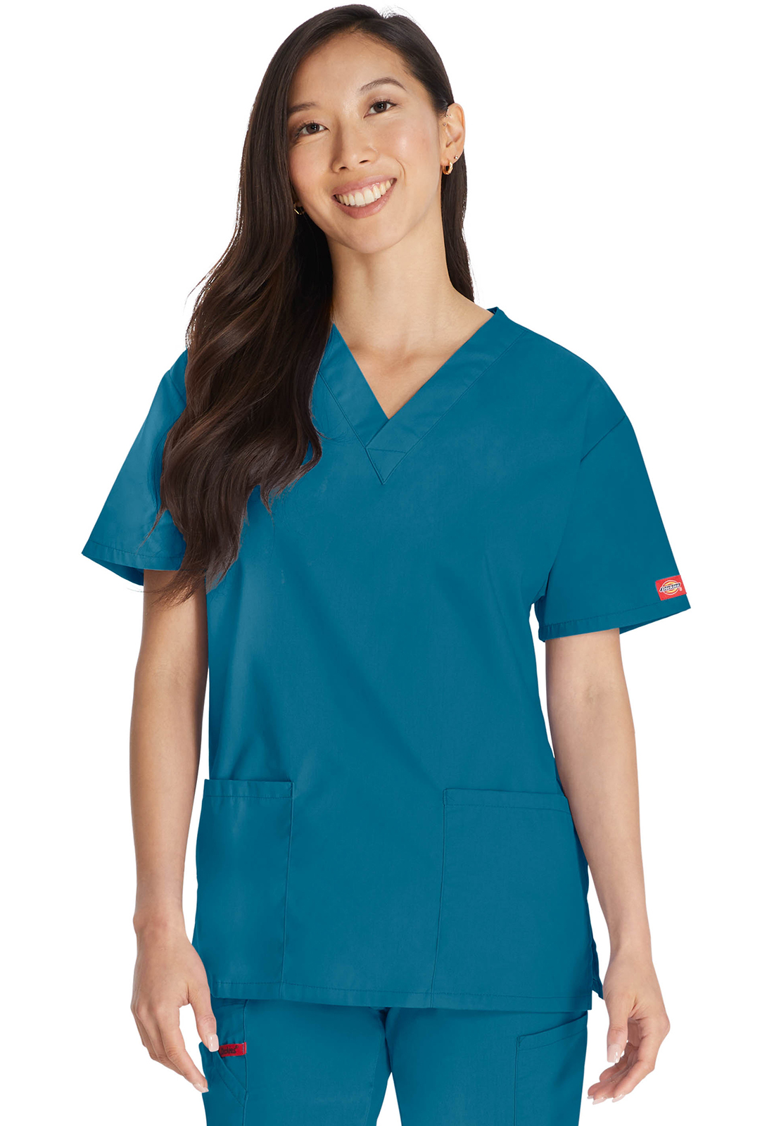 Lékařská halena s výstřihem do V, Dickies, V-Neck Top - karibská modrá