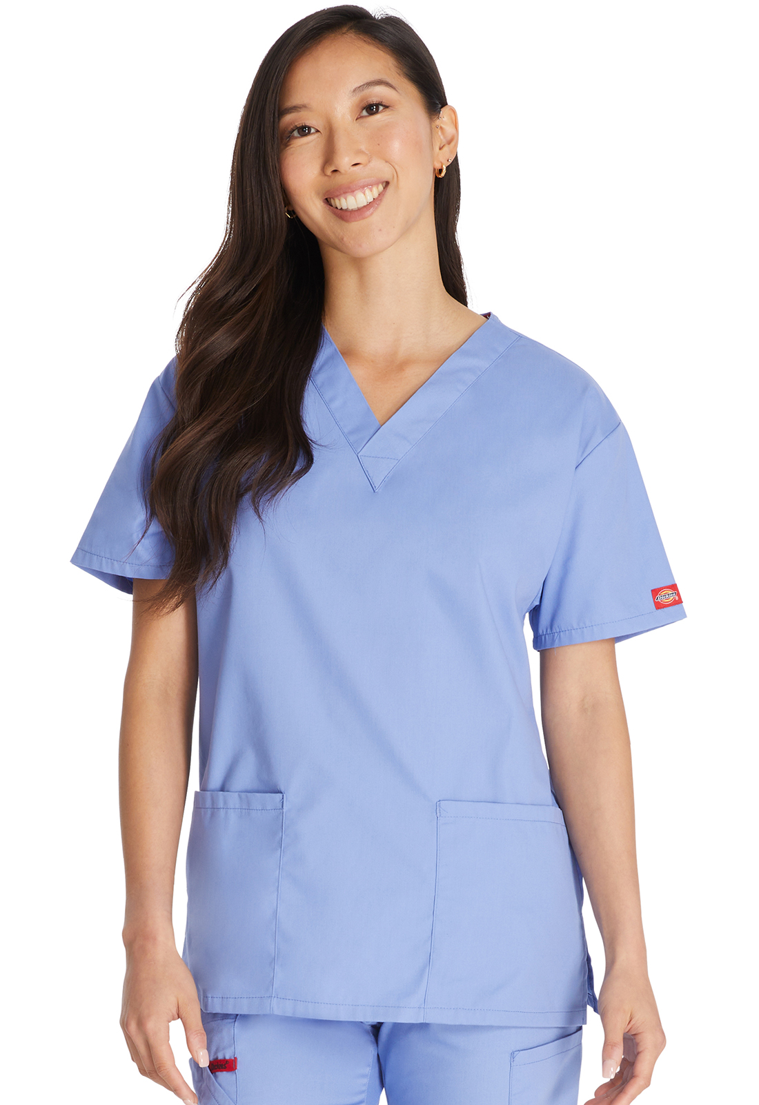 Lékařská halena s výstřihem do V, Dickies, V-Neck Top - světle modrá