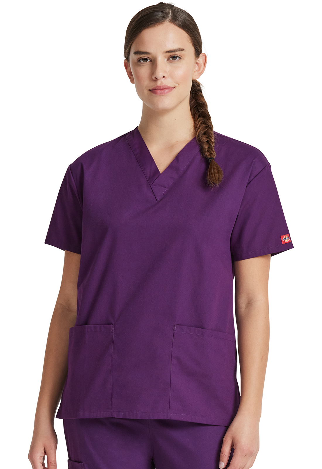 Lékařská halena s výstřihem do V, Dickies, V-Neck Top - lilková
