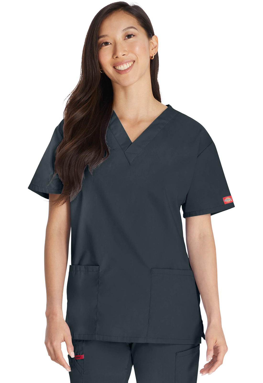 Lékařská halena s výstřihem do V, Dickies, V-Neck Top - tmavě šedá