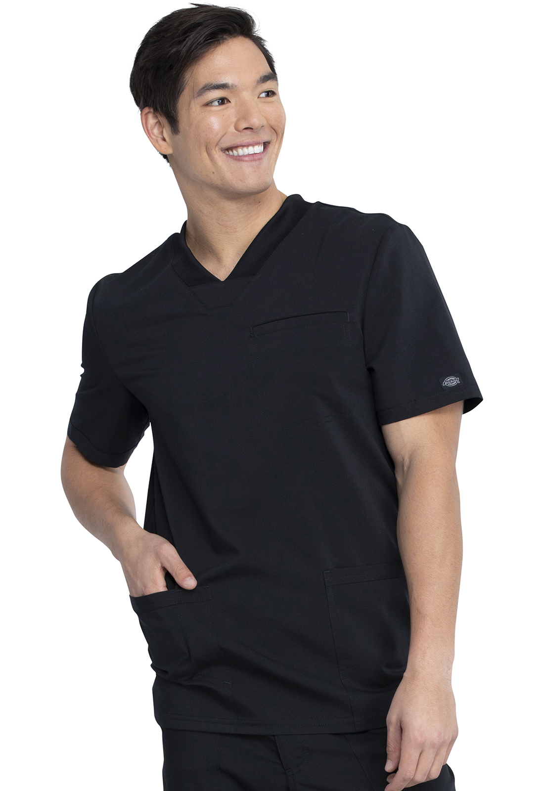 Pánská lékařská halena s výstřihem do V, Dickies, Men's V-Neck Top - černá