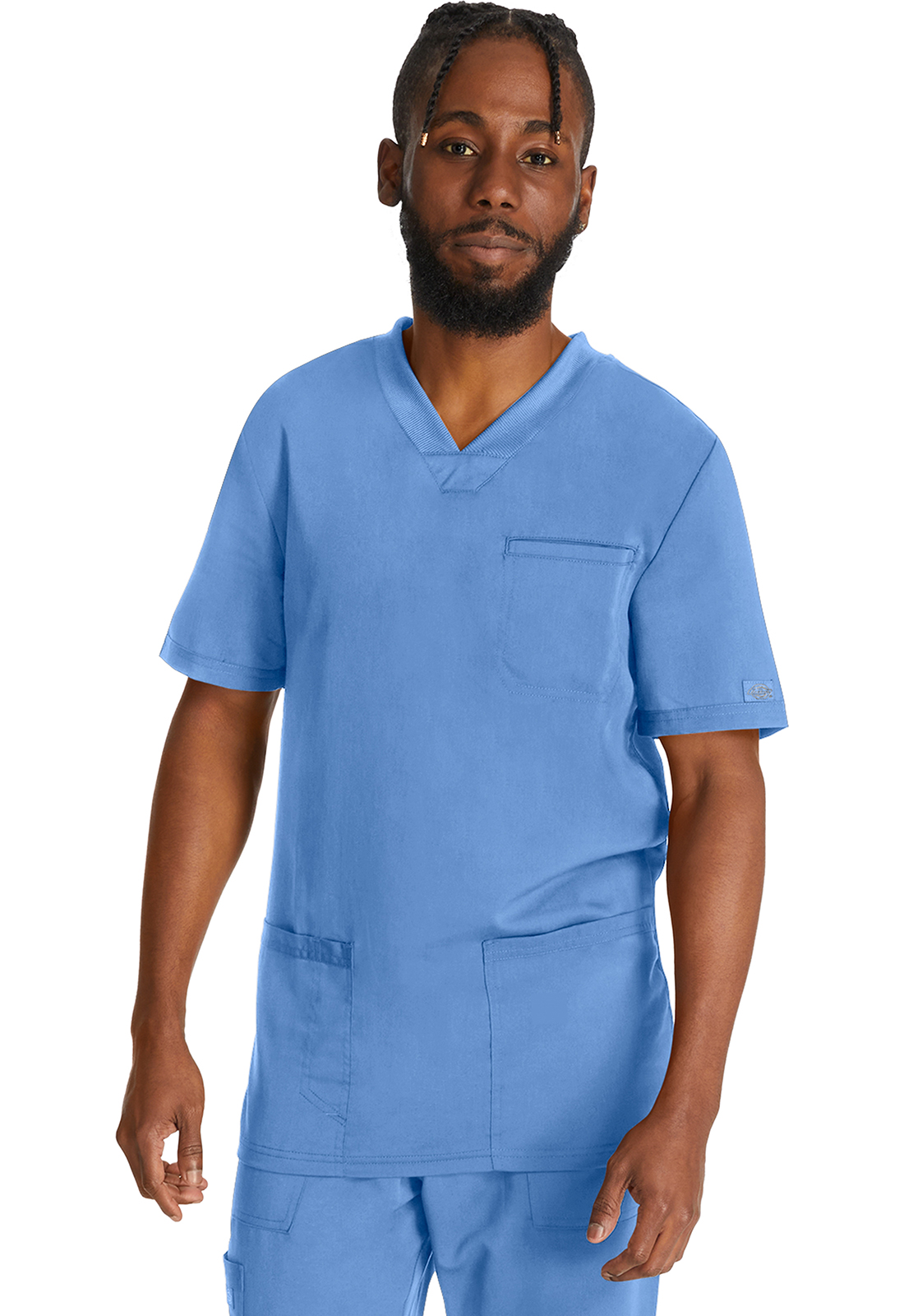 Pánská lékařská halena s výstřihem do V, Dickies, Men's V-Neck Top - světle modrá
