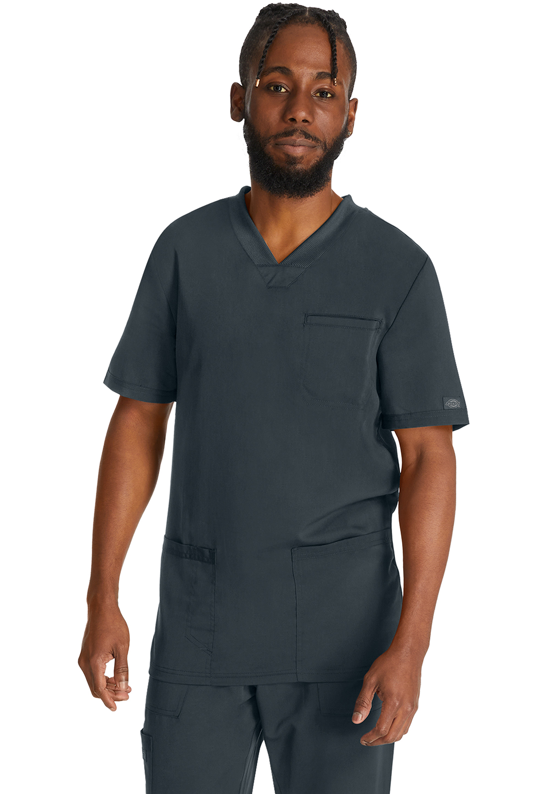 Pánská lékařská halena s výstřihem do V, Dickies, Men's V-Neck Top - tmavě šedá